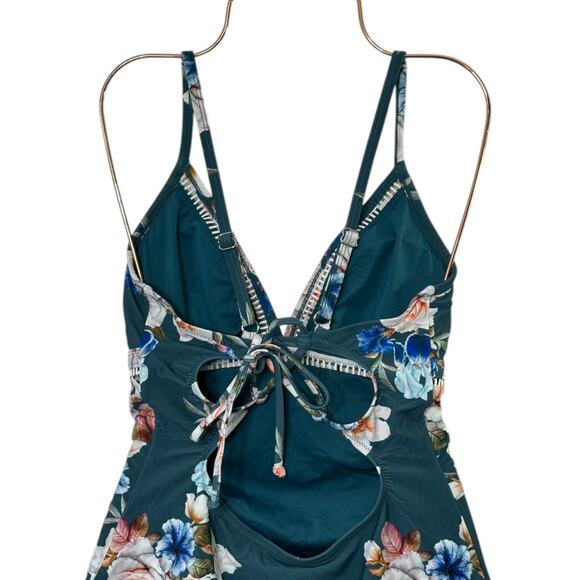 Cupshe Green Floral Lace-Up One Piece Swimsuit Women's Size Medium NEW - Picture 8 of 10